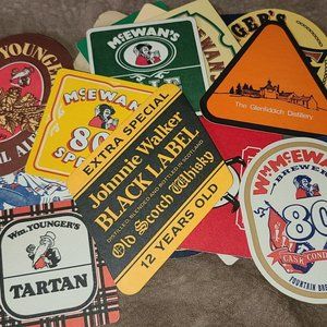 beer mats collected from scotland in the 70s/80s